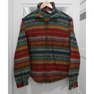 Chico's Jacket Dessert Blanket Print Southwest Woven Stripe Aztec Boho Cropped